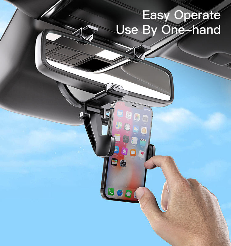 Car rearview mirror phone holder | Yesido C193 Universal Car Rearview Mirror Phone Holder – 450° Rotating Mount with ABS + Silicone Design